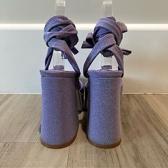 Daisy Street for Dolls Kill purple glitter platform tie up heels sz5 - Picture 6 of 9